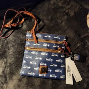 NWT NFL Seattle Seahawks Dooney and Bourke triple zip crossbody